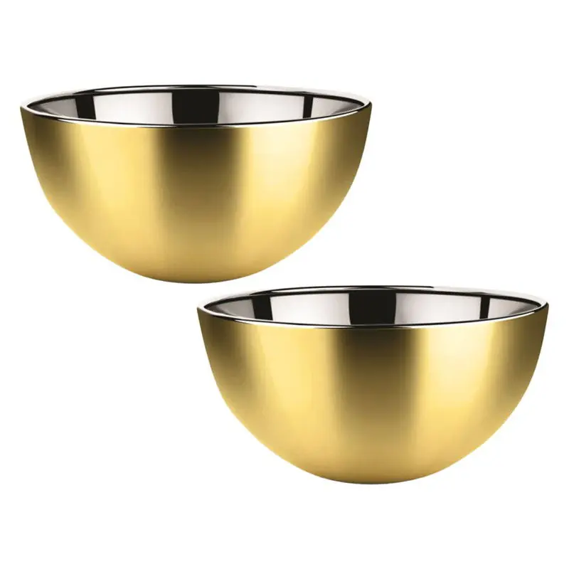 Goedkoop Svenska Living Salade/voedsel serveer schaal - 2x - mat goud - RVS - D29 x H14 cm - Serveerschalen