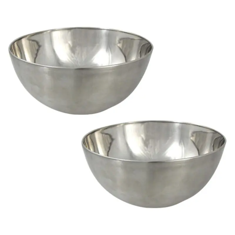 Voordeelprijs Svenska Living Salade/voedsel serveer schaal - 2x - mat zilver - RVS - D29 x H14 cm - Serveerschalen
