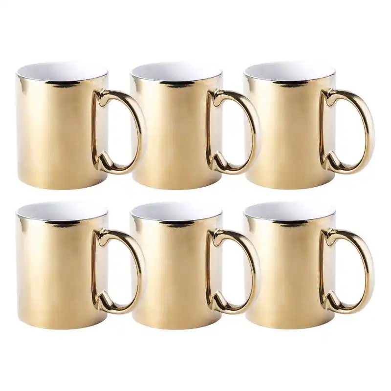 Shop Nu Koffiebeker/theemok - 6x - Metallic goud - keramisch - 350ml - Servies - Bekers