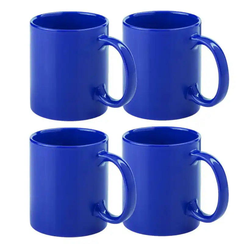 Koop Online Bellatio Design Koffie mokken/bekers - 6x - keramiek - blauw - 370 ml - Bekers