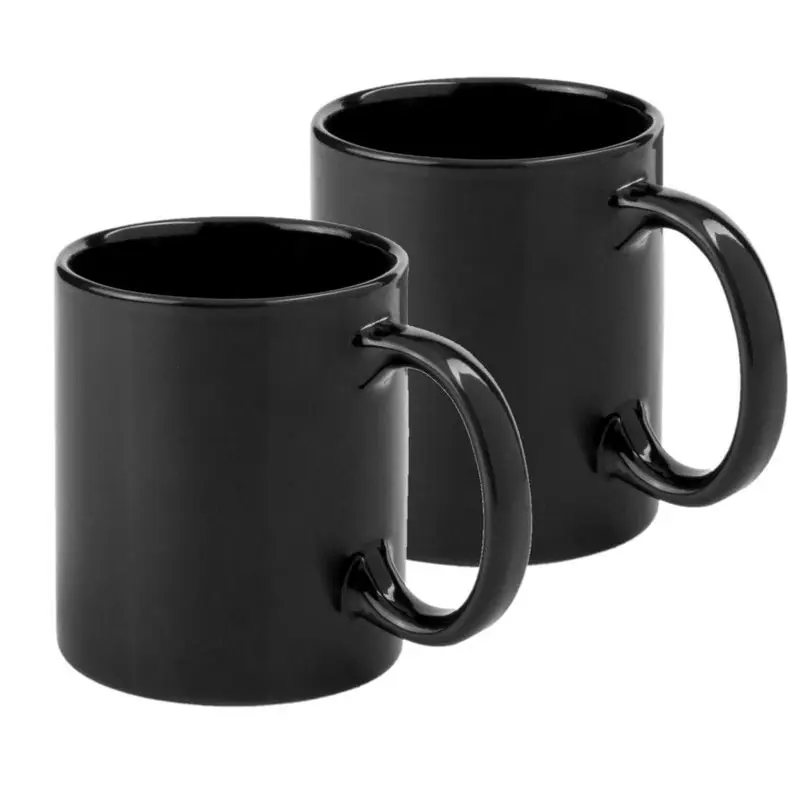 Op = Op Bellatio Design Koffie mokken/bekers - 2x - keramiek - zwart - 370 ml - Bekers