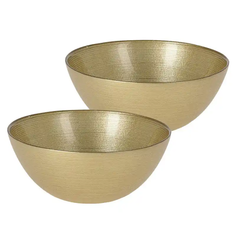 Seizoensaanbieding Excellent Houseware Kommetjes/serveer schaaltjes - 2x - Athene - glas - D15 x H6 cm - goud - Kommetjes
