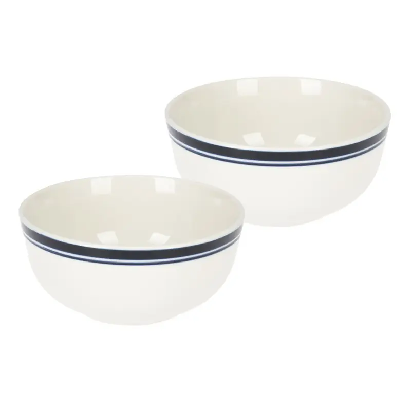 Shop Nu Excellent Houseware Soepkommen/schaaltjes - 2x - Bologna - porselein - D13 x H7.5 cm - wit/blauw - Kommetjes