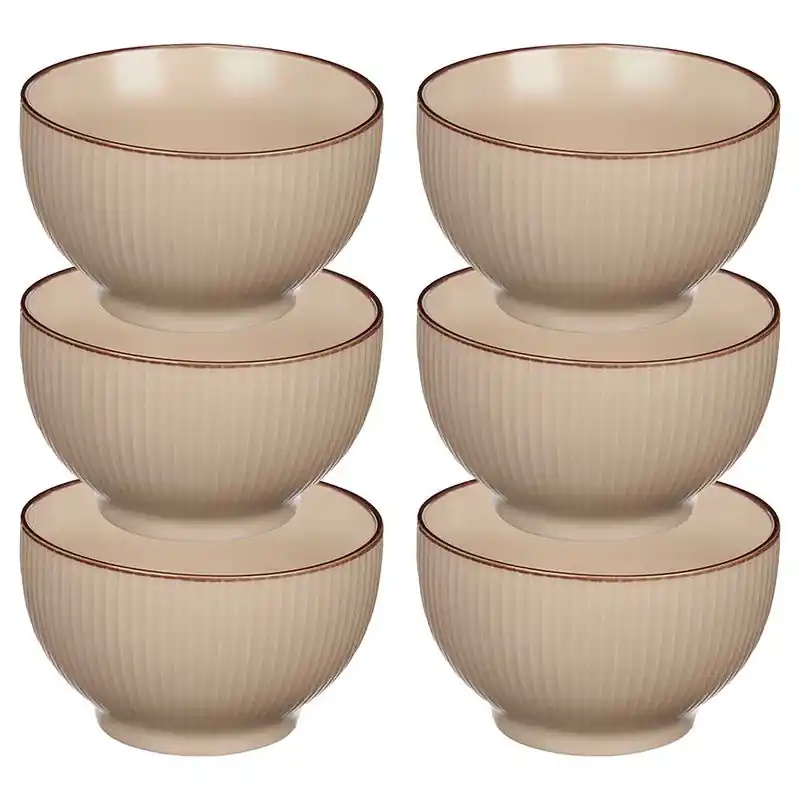 Weekendaanbieding Vivalto Kommetjes/schaaltjes - 6x - Mistique - porselein - D14 x H8 cm - beige - Stapelbaar - Kommetjes