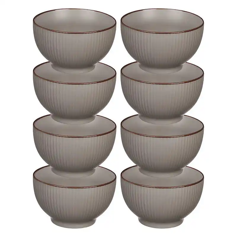 Vivalto Kommetjes/schaaltjes - 8x - Mistique - porselein - D14 x H8 cm - grijs - Stapelbaar - Kommetjes Exclusief