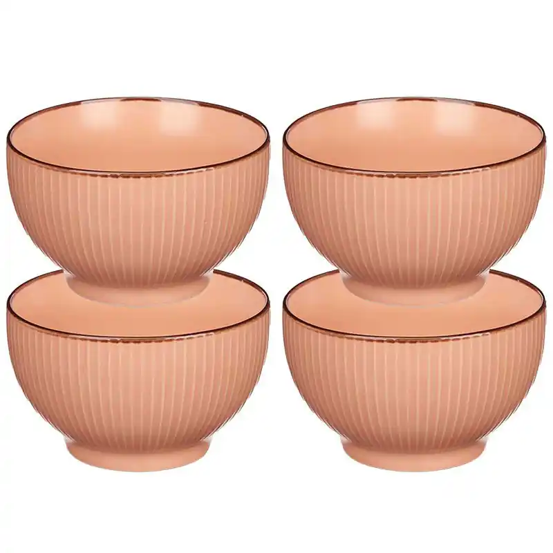 Geld-Terug-Garantie Vivalto Kommetjes/schaaltjes - 4x - Mistique - porselein - D14 x H8 cm - zalm roze - Stapelbaar - Kommetjes