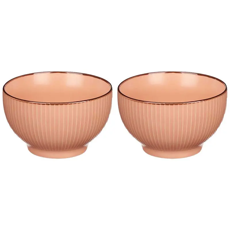 Alleen Vandaag Vivalto Kommetjes/schaaltjes - 2x - Mistique - porselein - D14 x H8 cm - zalm roze - Stapelbaar - Kommetjes