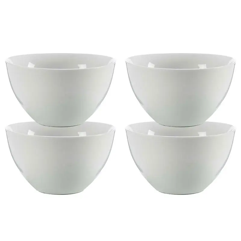 Hete Deal Kommetjes/serveer schaaltjes - 4x - Mumbai - porselein - D13.5 x H7.5 cm - ivoor wit - Stapelbaar - Kommetjes