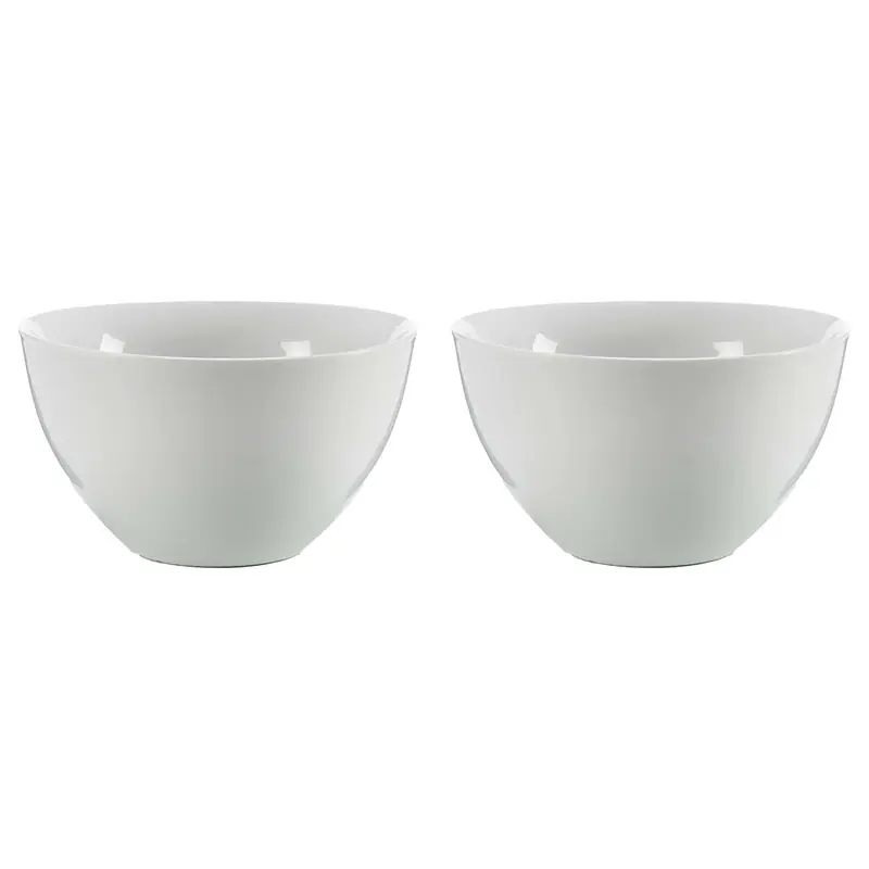 Gereduceerde Prijs Kommetjes/serveer schaaltjes - 2x - Mumbai - porselein - D13.5 x H7.5 cm - ivoor wit - Stapelbaar - Kommetjes