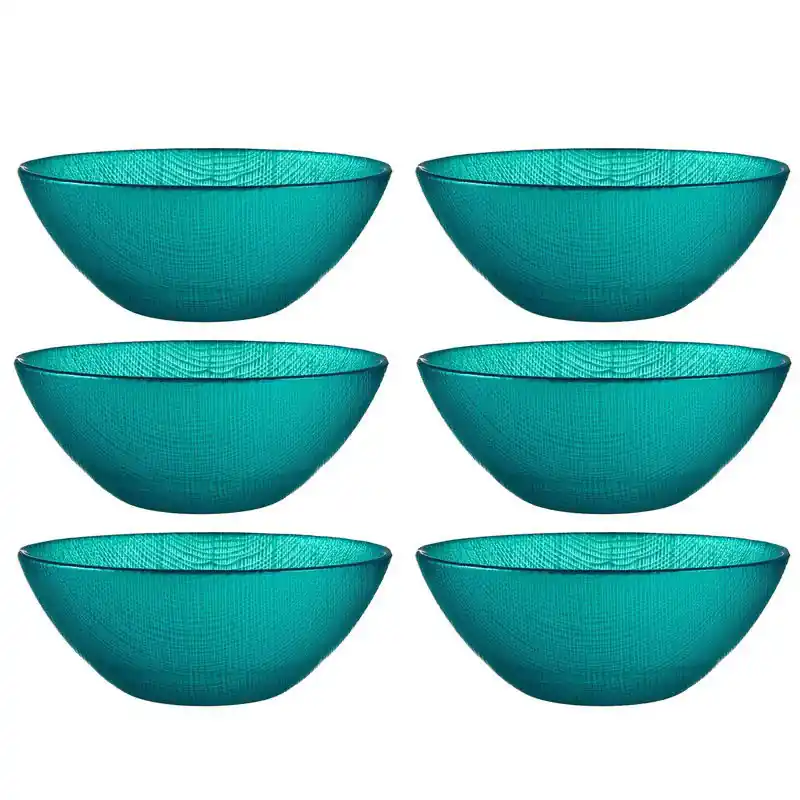 Dagaanbieding Kommetjes/serveer schaaltjes - 6x - Murano - glas - D15 x H6 cm - turquoise blauw - Stapelbaar - Kommetjes