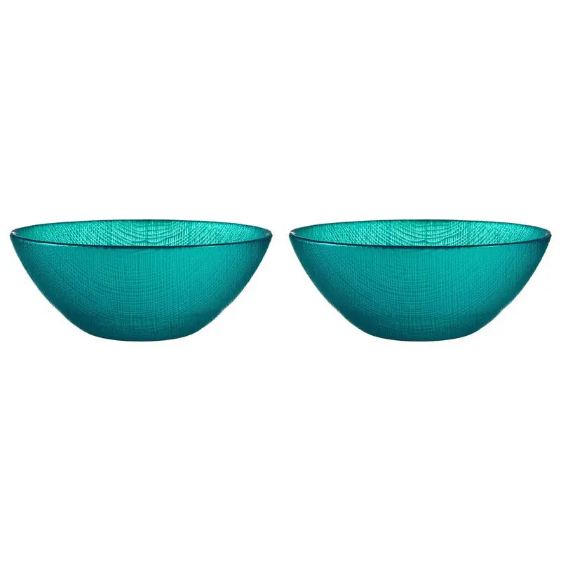 Gecertificeerd Kommetjes/serveer schaaltjes - 2x - Murano - glas - D15 x H6 cm - turquoise blauw - Stapelbaar - Kommetjes