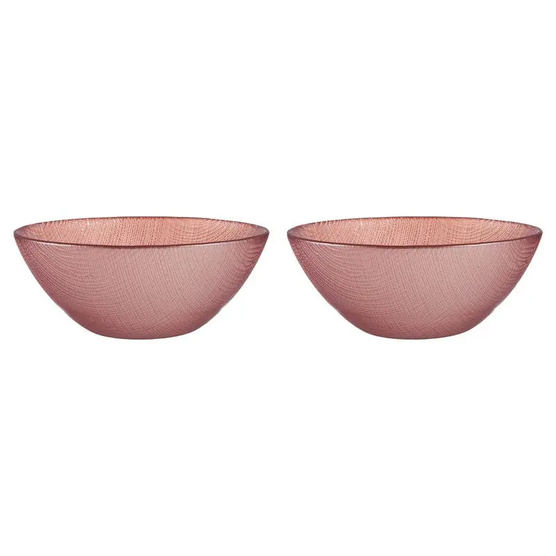 Aanbieding Kommetjes/serveer schaaltjes - 2x - Murano - glas - D15 x H6 cm - roze - Stapelbaar - Kommetjes