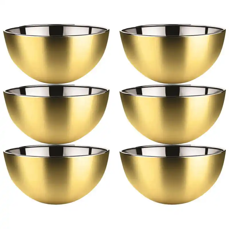 Svenska Living - 6x - Kommetjes/schaaltjes - mat goud - RVS - D19 x 9.5 cm - serveerschalen - Serveerschalen Nu Kopen