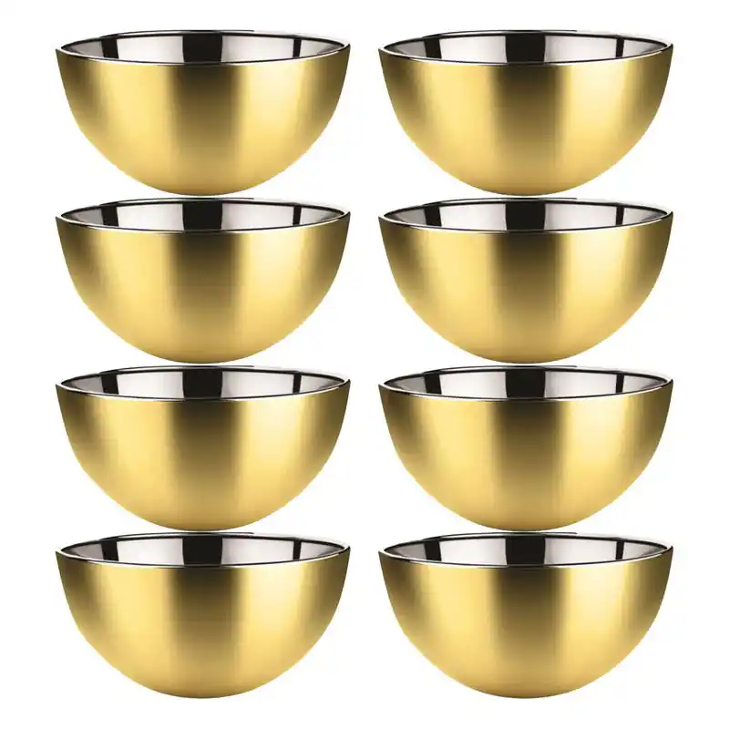 Rechtstreeks Van De Fabrikant Svenska Living - 8x - Kommetjes/schaaltjes - mat goud - RVS - D13 x 7 cm - serveerschalen - Serveerschalen