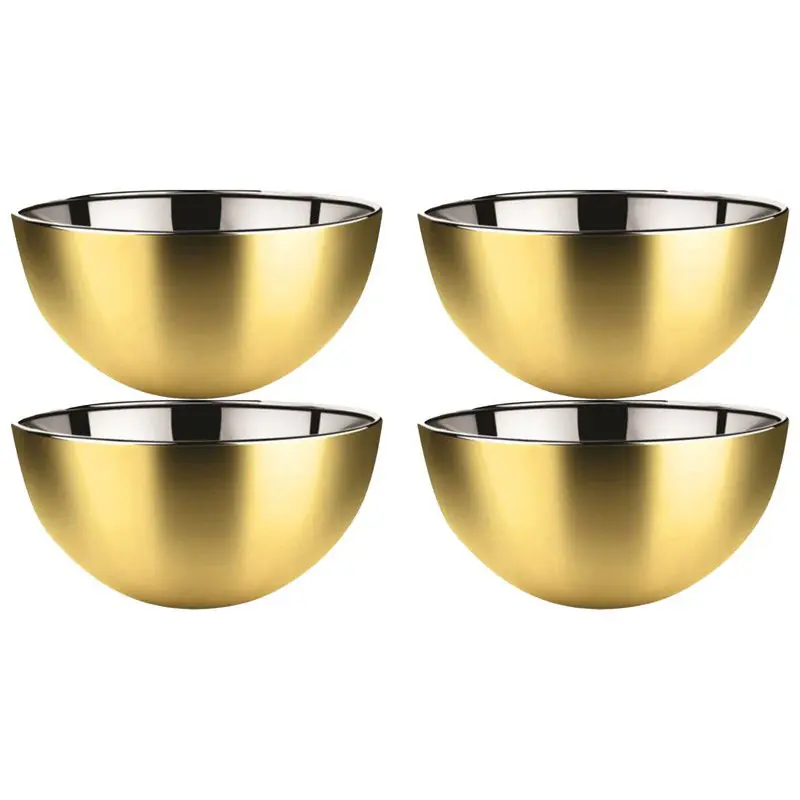 Svenska Living - 4x - Kommetjes/schaaltjes - mat goud - RVS - D13 x 7 cm - serveerschalen - Serveerschalen Speciale Aanbieding