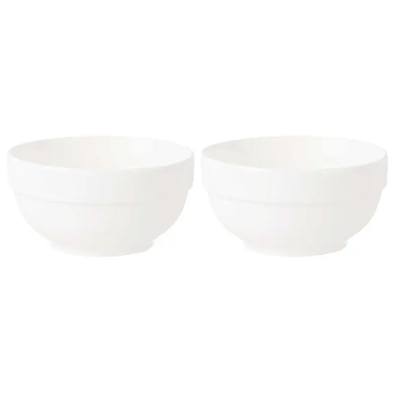 Kommetjes/serveer schaaltjes - 2x - Kendai - porselein - D13 x H6.5 cm - ivoor wit - Stapelbaar - Kommetjes Shop Nu