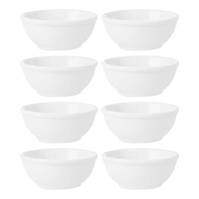 Handgemaakt Kommetjes/serveer schaaltjes - 8x - Hendai - porselein - D13 x H5 cm - ivoor wit - Stapelbaar - Kommetjes
