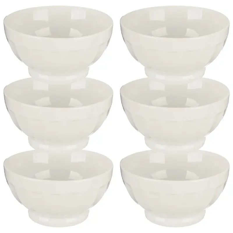 Goedkoop Kommetjes/serveer schaaltjes - 6x - Osaka - porselein - D13.5 x H7 cm - ivoor wit - Stapelbaar - Kommetjes