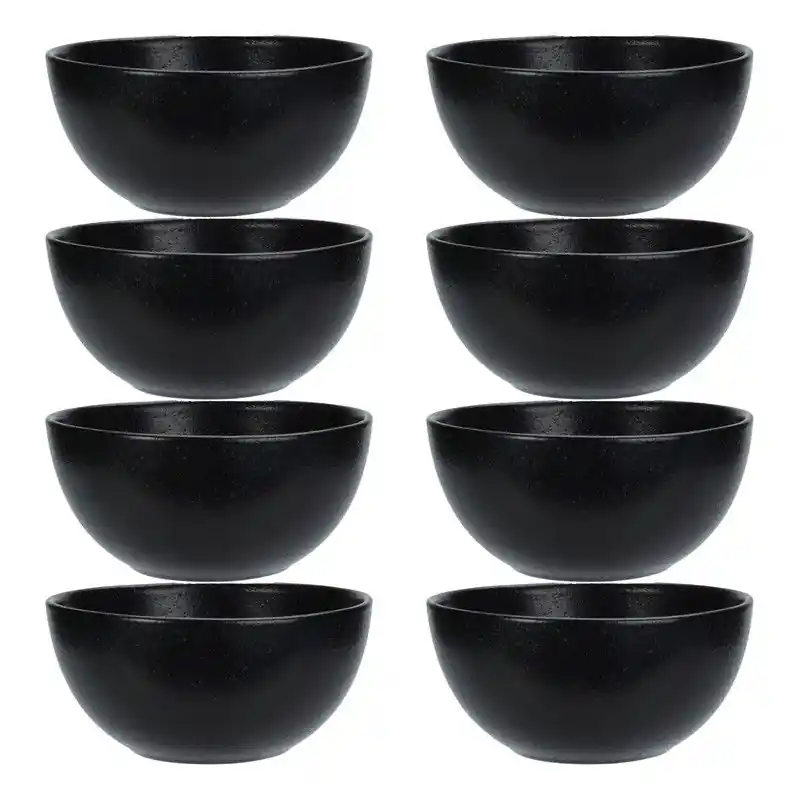 Korting Excellent Houseware Soepkommen - 8x - Lava stone - keramiek - D15 x H7 cm - zwart - Stapelbaar - Kommetjes