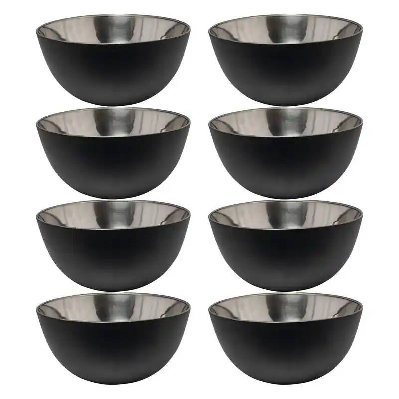 Svenska Living - 8x - Kommetjes/schaaltjes - mat zwart - RVS - D13 x 7 cm - serveerschalen - Serveerschalen Authentiek