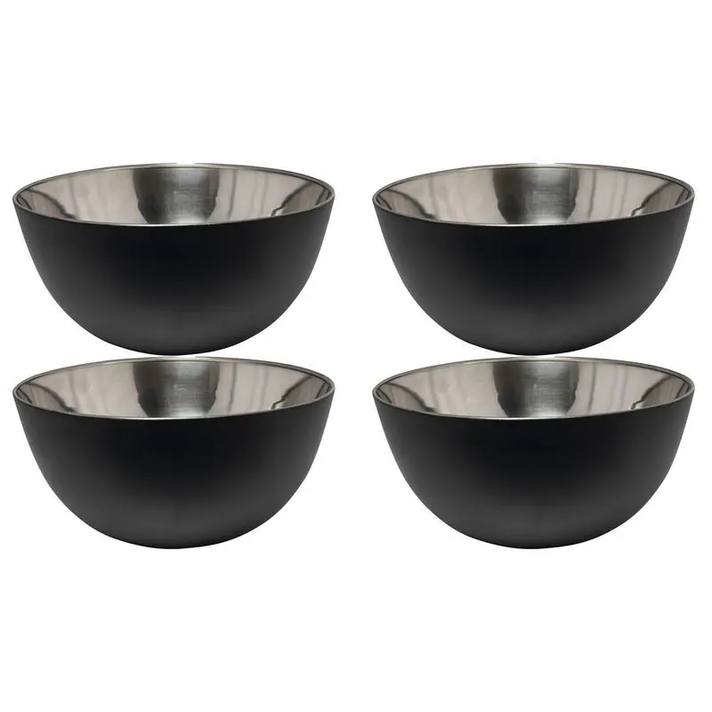 Svenska Living - 4x - Kommetjes/schaaltjes - mat zwart - RVS - D13 x 7 cm - serveerschalen - Serveerschalen Voordeelprijs