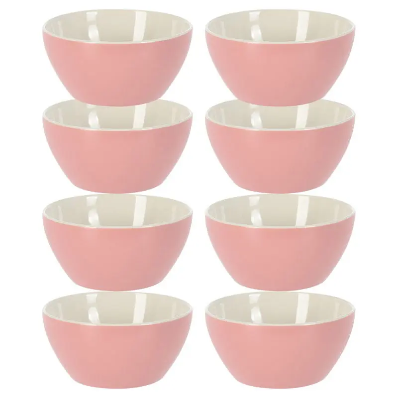 Alleen Vandaag Excellent Houseware Soepkommen/schaaltjes - 8x - Acapulco - porselein - D14 x H6.5 cm - lichtroze - Kommetjes