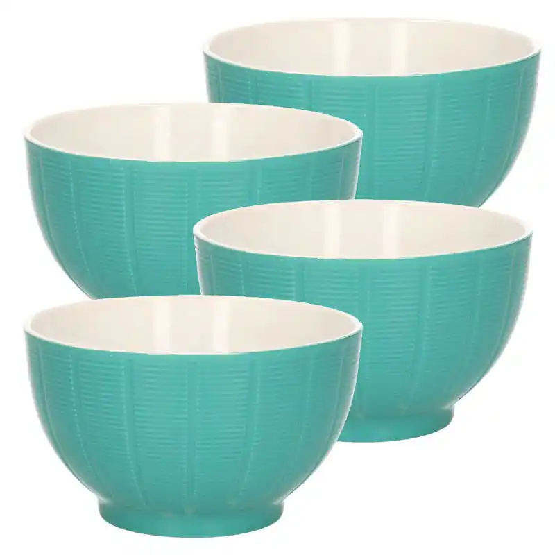 Merkproduct Excellent Houseware Soepkommen/schaaltjes - 4x - Venice - keramiek - D14 x H8 cm - jade groen - Kommetjes