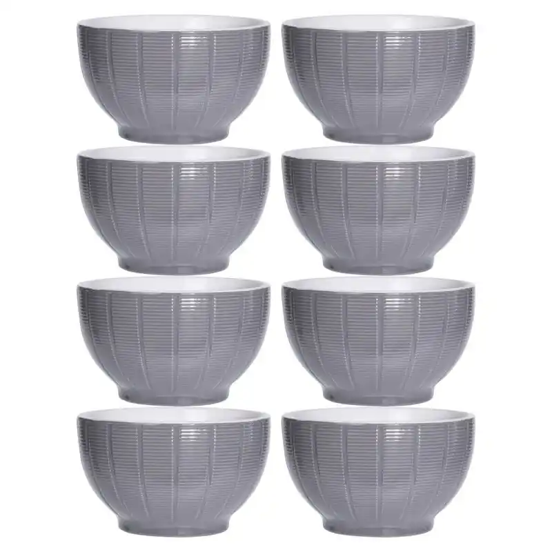 Superprijs Excellent Houseware Soepkommen/schaaltjes - 8x - Venice - keramiek - D14 x H8 cm - steengrijs - Kommetjes