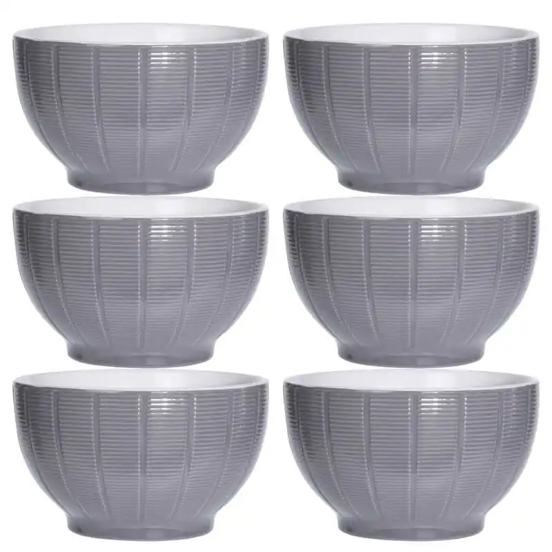 Rechtstreeks Van De Fabrikant Excellent Houseware Soepkommen/schaaltjes - 6x - Venice - keramiek - D14 x H8 cm - steengrijs - Kommetjes