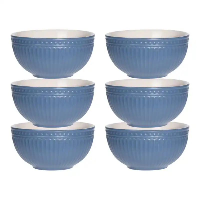 Direct Verzonden Excellent Houseware Soepkommen/schaaltjes - 6x - Roman Style - keramiek - D14 x H7 cm - nacht blauw - Kommetjes
