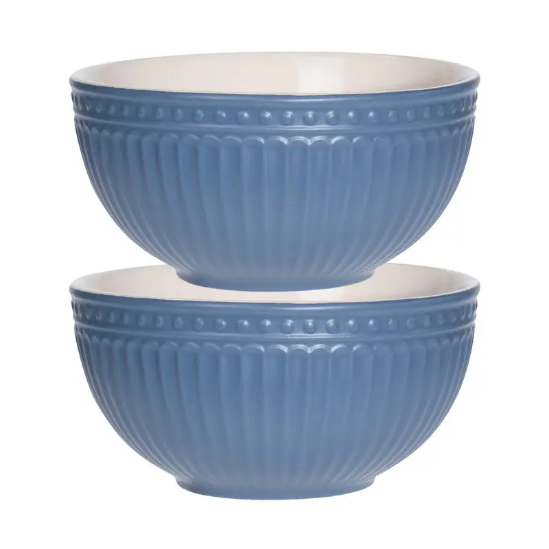 Op = Op Excellent Houseware Soepkommen/schaaltjes - 2x - Roman Style - keramiek - D14 x H7 cm - nacht blauw - Kommetjes