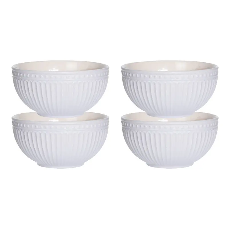 Beperkt Aanbod Excellent Houseware Soepkommen/schaaltjes - 4x - Roman Style - keramiek - D14 x H7 cm - ivoor wit - Kommetjes