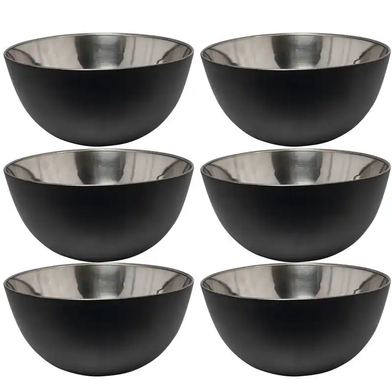 Premium Svenska Living - 6x - Kommetjes/schaaltjes - mat zwart - RVS - D19 x 9.5 cm - serveerschalen - Serveerschalen