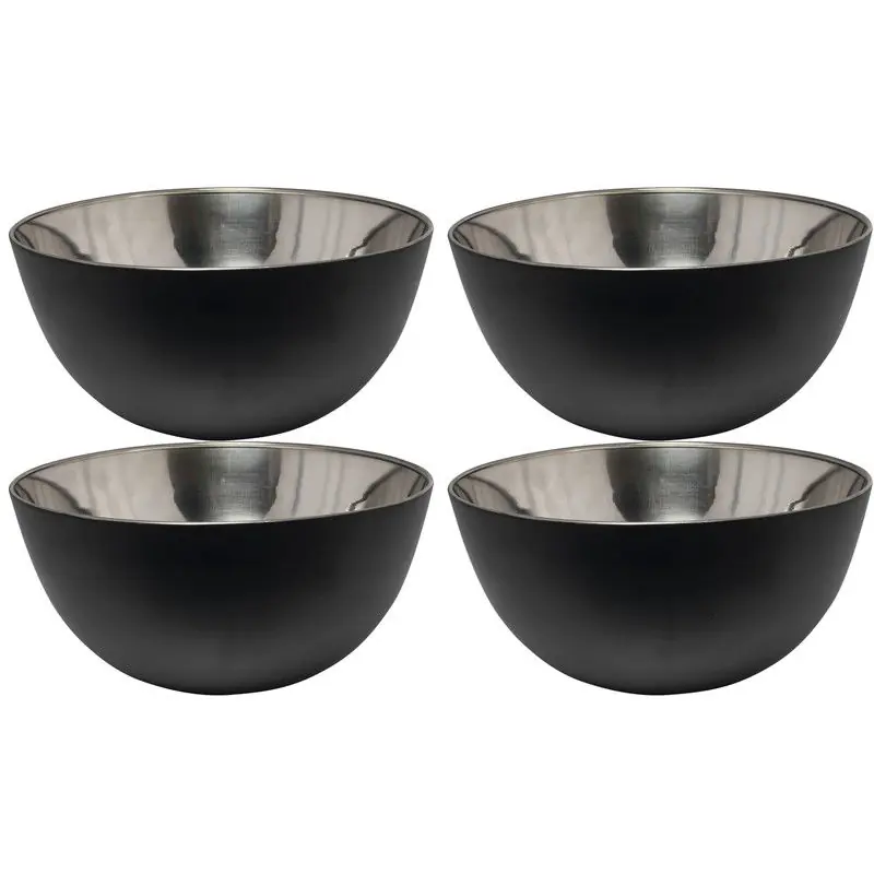Populair Svenska Living - 4x - Kommetjes/schaaltjes - mat zwart - RVS - D19 x 9.5 cm - serveerschalen - Serveerschalen