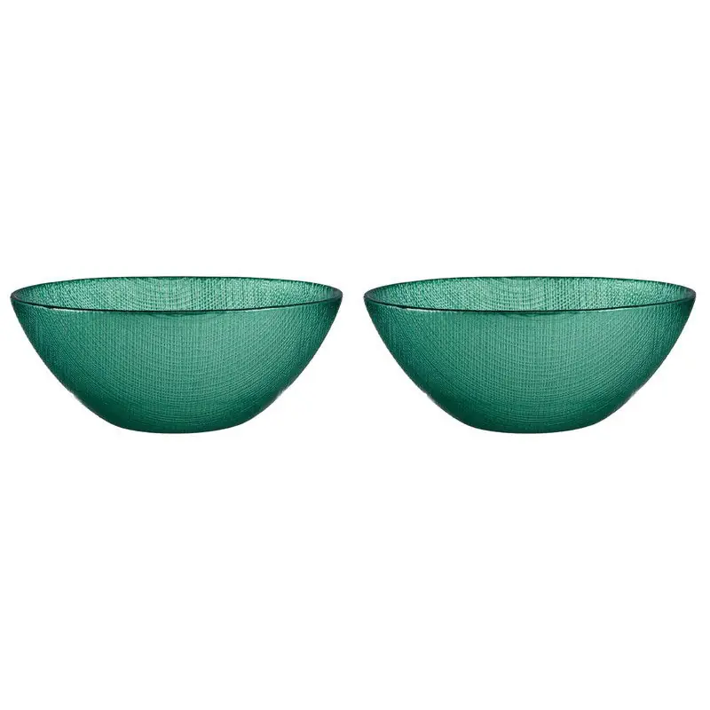 Kommetjes/serveer schaaltjes - 2x - Murano - glas - D15 x H6 cm - groen - Stapelbaar - Kommetjes Nieuw Model