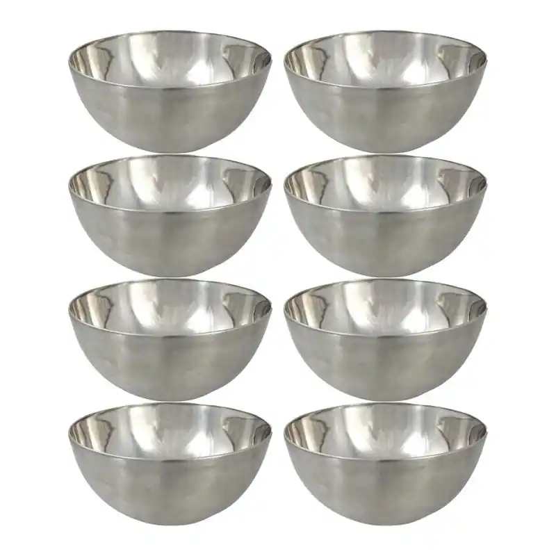 Handgemaakt Svenska Living Kommetjes - 8x - schaaltjes - mat - RVS - 13x7cm - Serveerschalen