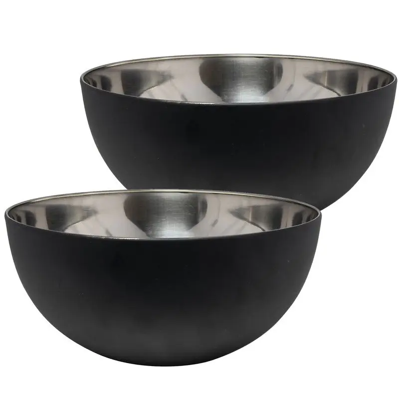 Svenska Living Salade/voedsel serveer schaal - 2x - zwart - 23 x 11 cm - Serveerschalen Trendy