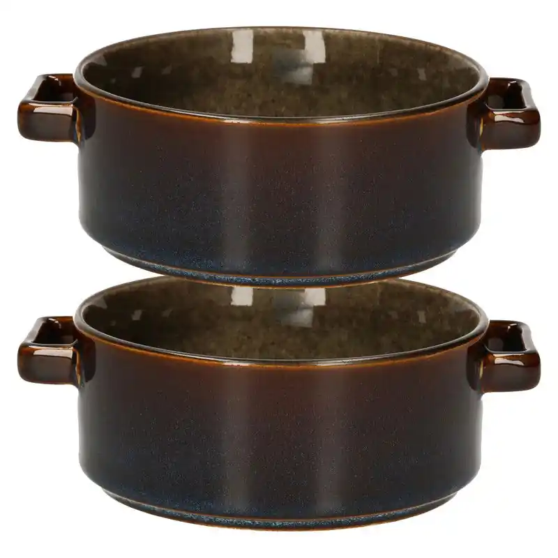Bestel Nu Cosy & Trendy Kommetjes/soepkommen voor dessert/ontbijt - 2x - Porselein - D13 x 5.5 cm - groen - Kommetjes