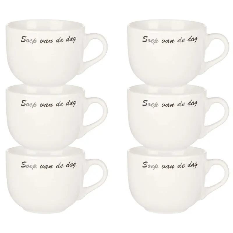 Cosy & Trendy Kommetjes/soepkommen voor dessert/ontbijt - 6x - Keramiek - D10 x 8 cm - wit - Kommetjes Hoge Kwaliteit