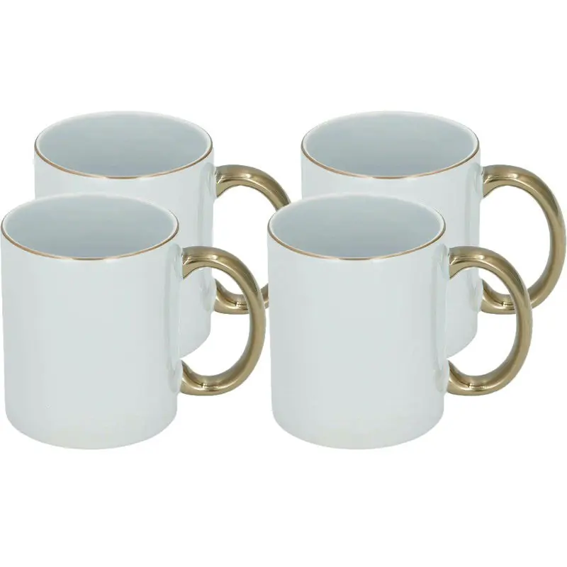 In De Mode Koffiemok - 8x - wit/goud - keramiek - 300 ml - Bekers