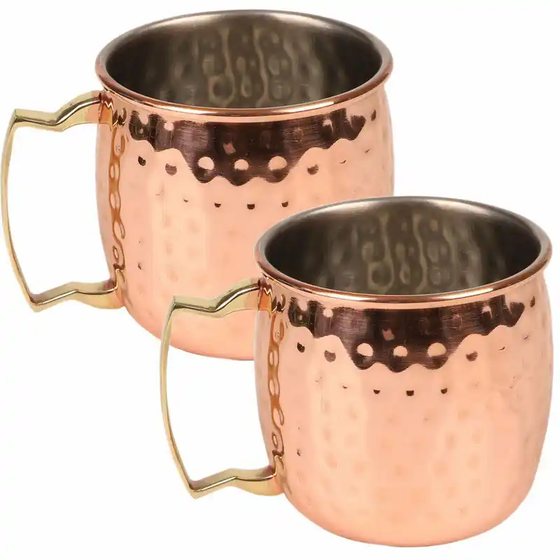 Urban Living Moscow Mule glas - 2x - RVS metaal - koperkleurig - 500 ml - luxe cocktailglazen - Cocktailglazen Nieuw