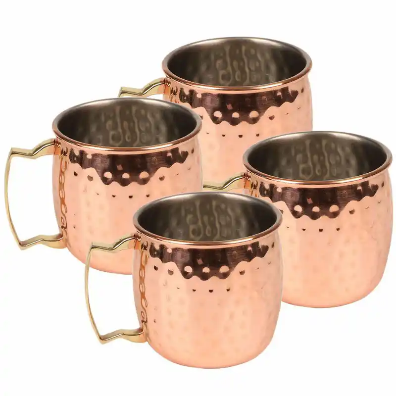 Urban Living Moscow Mule glas - 4x - RVS metaal - koperkleurig - 500 ml - luxe cocktailglazen - Cocktailglazen In De Mode