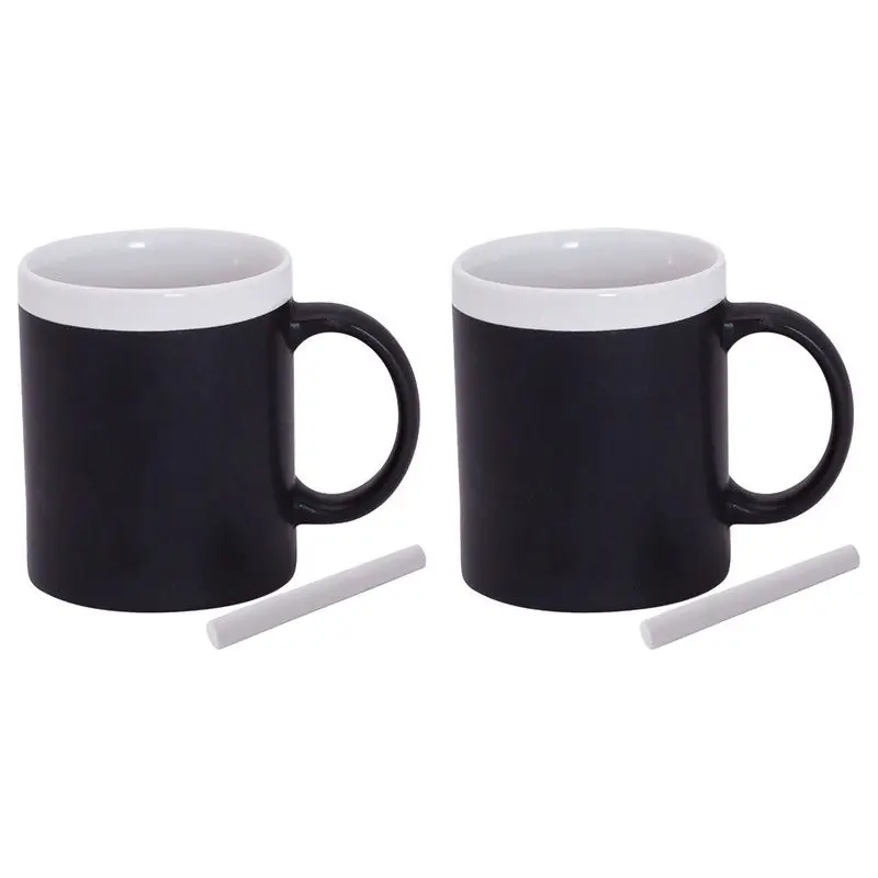 Express Levering Krijtbord koffie mok - 2x - wit - beschrijfbare beker - Koffiemok - Bekers