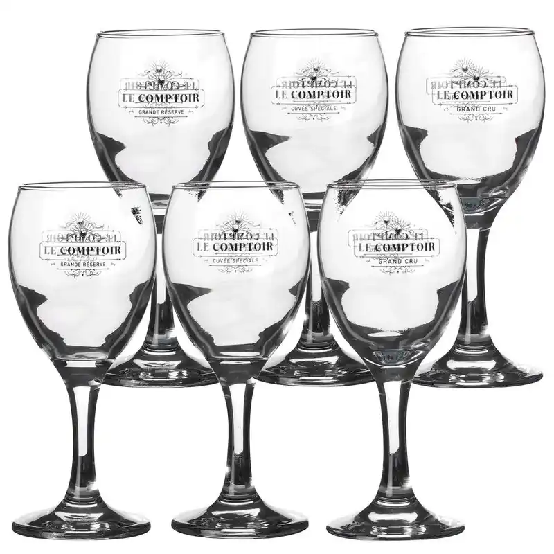 Weekendaanbieding Urban Living witte wijnglazen Comptoir - gedecoreerd glas - 9x stuks - 205 ml - Wijnglazen