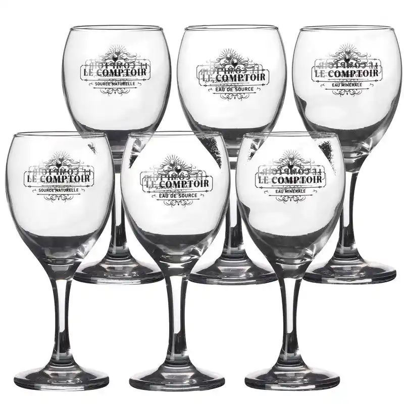 Urban Living rode wijnglazen Comptoir - gedecoreerd glas - 6x stuks - 245 ml - Wijnglazen Plaats Bestelling