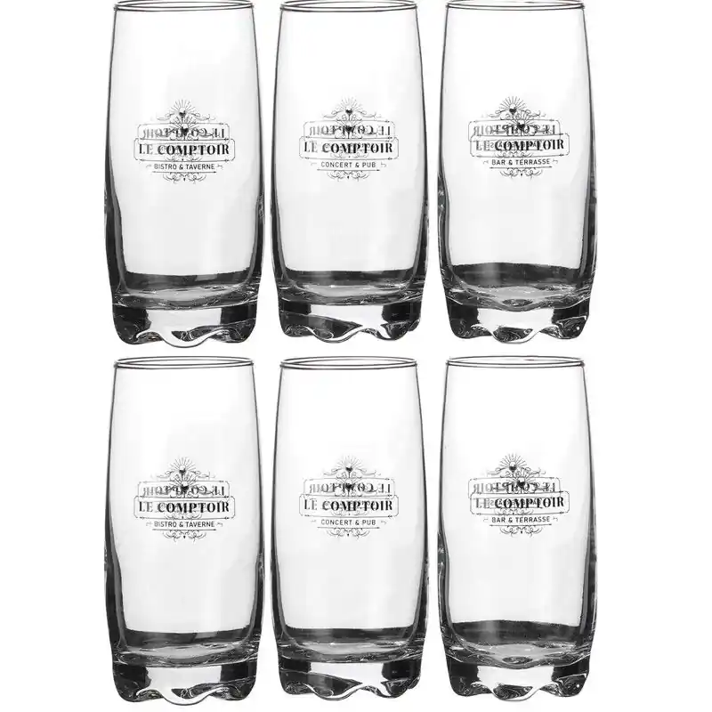 Express Levering Urban Living longdrinkglazen Comptoir - deco glas - 6x stuks - 390 ml - Longdrinkglazen