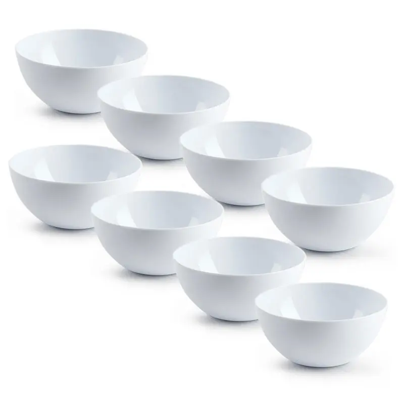 Betaalbaar Plasticforte kommetjes/schaaltjes - 8x - dessert/ontbijt - kunststof - D17 x H8 cm - ivoor wit - Kommetjes