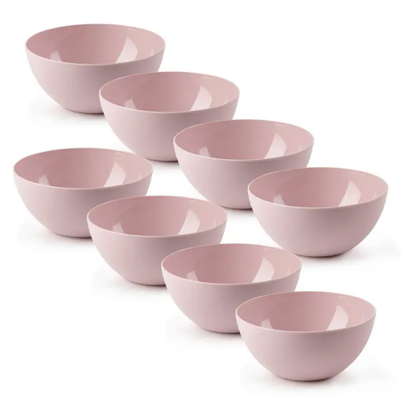 Tijdelijk Beschikbaar Plasticforte kommetjes/schaaltjes - 8x - dessert/ontbijt - kunststof - D17 x H8 cm - roze - Kommetjes