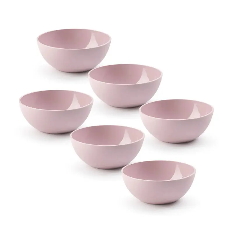 Exclusief Plasticforte kommetjes/schaaltjes - 6x - dessert/ontbijt - kunststof - D17 x H7 cm - roze - Kommetjes