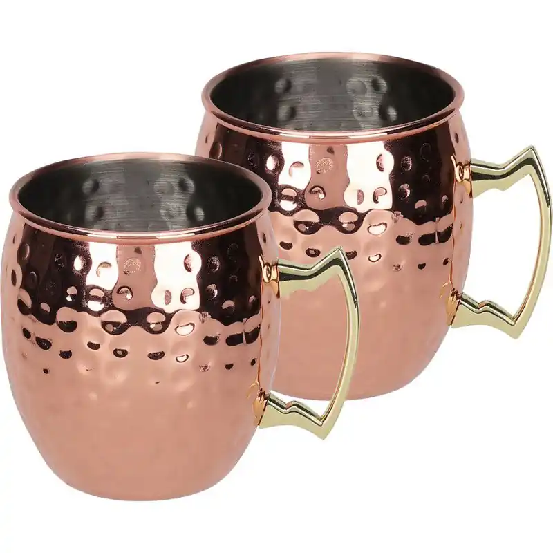 Dagaanbieding Excellent Houseware Moscow Mule bekers - 2x - RVS - koperkleurig - 500 ml - cocktailglazen - Cocktailglazen